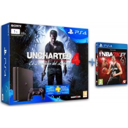 PS4 SLIM 1TB + UNCHARTED 4 + NBA2K17 CONSOLA PLAYSTATION 4 + JUEGOS FÍSICOS
