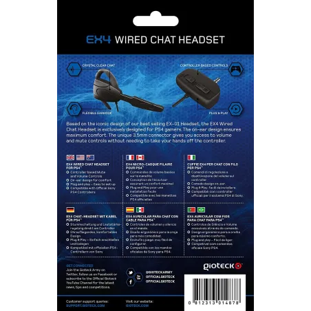 AURICULAR PARA CHAT MICRO Y CABLE PARA PS4 GIOTECK EX4 WIRED CHAT HEADSET