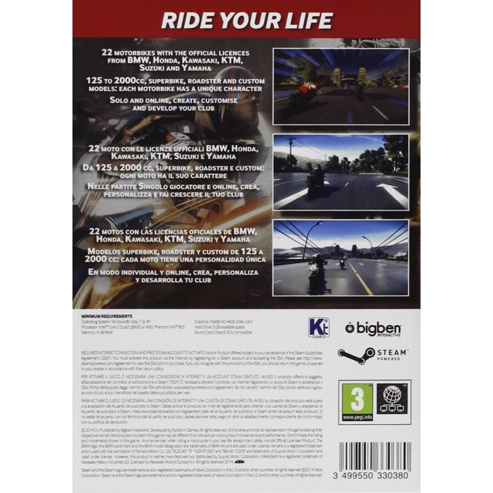 MOTORCYCLE CLUB PC VIDEOJUEGO FÍSICO DVD-ROM HONDA KAWASAKI BMW YAMAHA SUZUKI