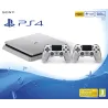PS4 Slim 500 GB PlayStation 4 console, silver, plus 2 silver DualShock V2 - The Shop Gamer