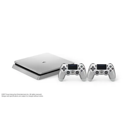 PS4 Slim 500 GB PlayStation 4 console, silver, plus 2 silver DualShock V2 - The Shop Gamer