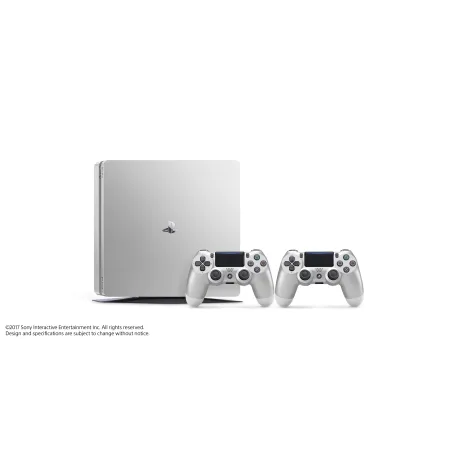 PS4 Slim 500 GB PlayStation 4 console, silver, plus 2 silver DualShock V2 - The Shop Gamer