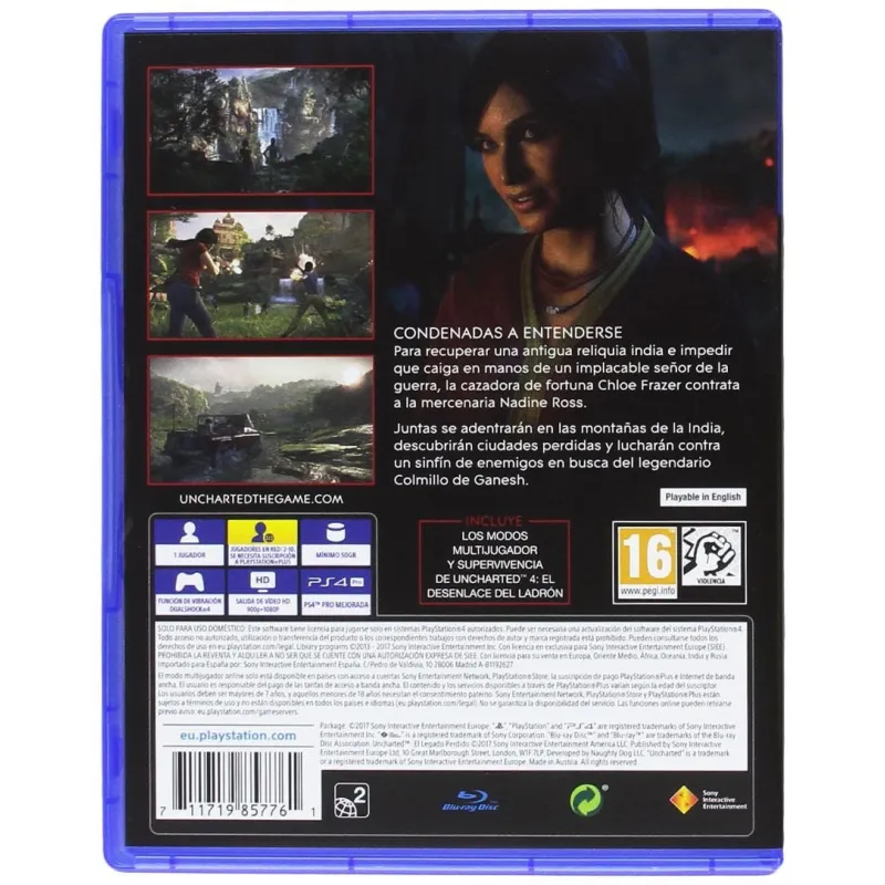 UNCHARTED EL LEGADO PERDIDO PS4 PLAYSTATION 4 NAUGHTY DOG ONLY ON PLAYSTATION - The Shop Gamer
