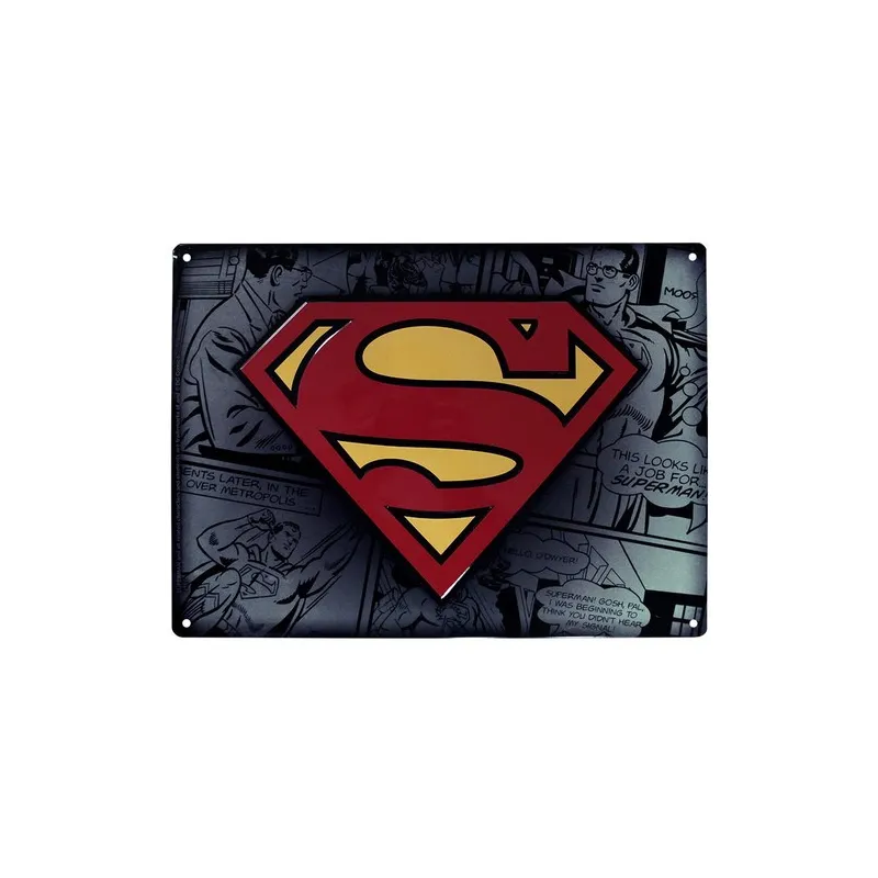 PLAQUE MÉTALLIQUE SUPERMAN 28 X 38, MERCHANDISING COMICS SUPERMAN - The Shop Gamer