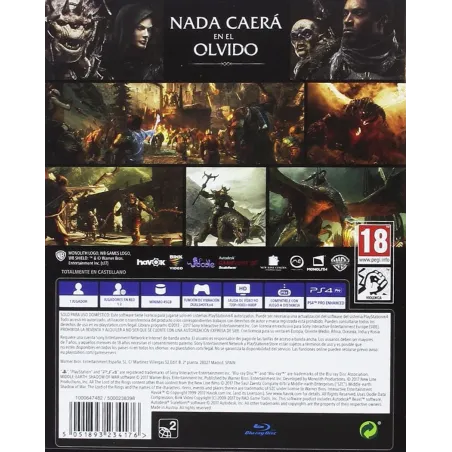 LA TIERRA MEDIA SOMBRAS DE GUERRA PS4 VIDEOJUEGO FÍSICO PLAYSTATION 4