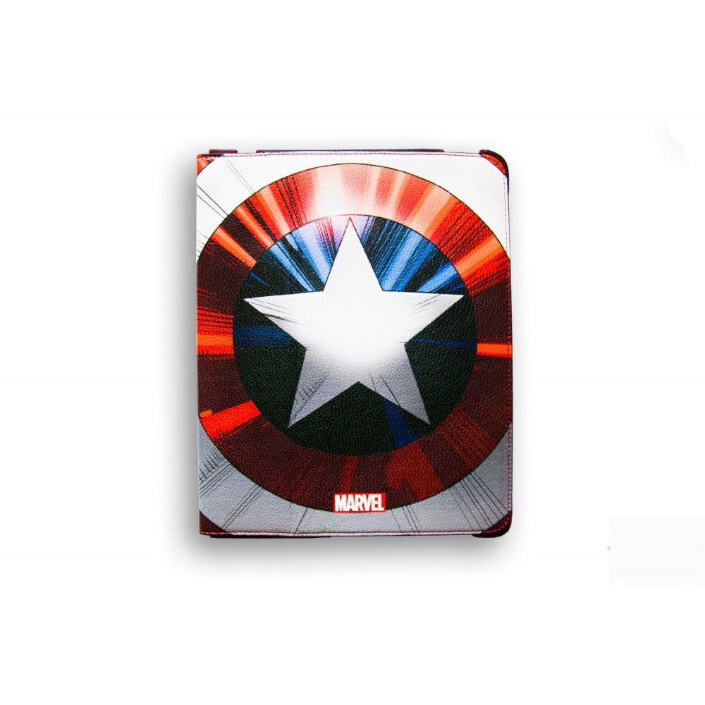 FUNDA RIGIDA PIEL IPAD AIR DELUXE LEATHER CASE MARVEL CAPITAN AMERICA ESCUDO