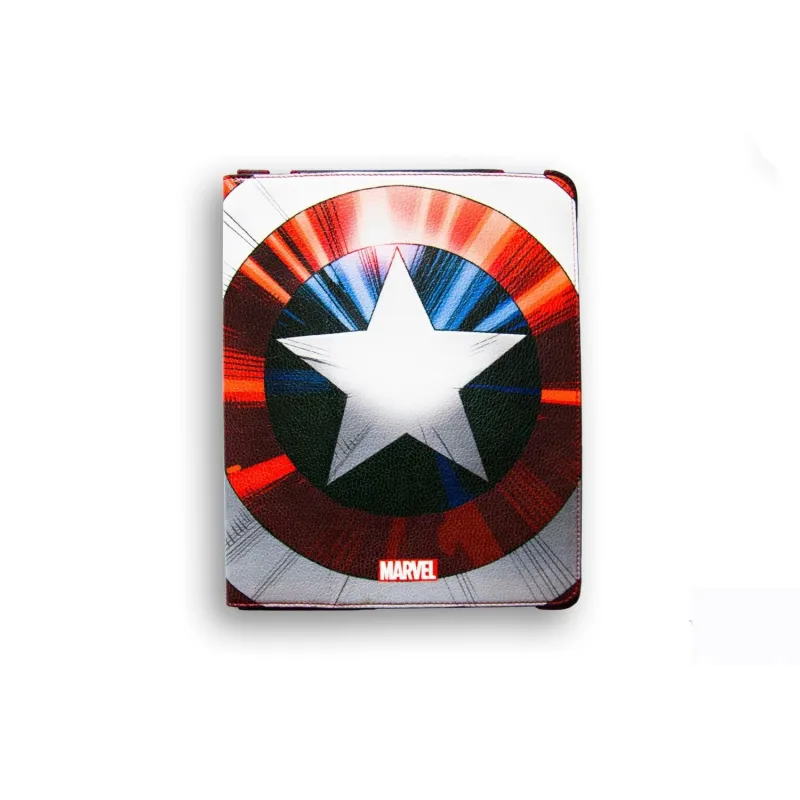 IPAD AIR DELUXE LEATHER FLAP CASE, MARVEL CAP AMERICA SHIELD - The Shop Gamer