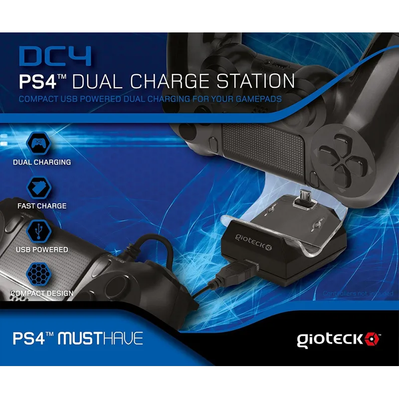 CARICATORE DOPPIO PER CONTROLLER PLAYSTATION 4 GIOTECK DC4 DUAL CHARGE STATION - The Shop Gamer