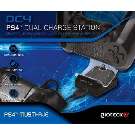 CARICATORE DOPPIO PER CONTROLLER PLAYSTATION 4 GIOTECK DC4 DUAL CHARGE STATION - The Shop Gamer