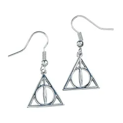 SILVER HARRY POTTER DEATHLY HALLOWS FILM AND TV MERCHANDISE EARRINGS - The Shop Gamer