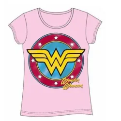 T-SHIRT DA DONNA WONDER WOMAN PINK LOGO XL, MAGLIETTE FUMETTI - The Shop Gamer