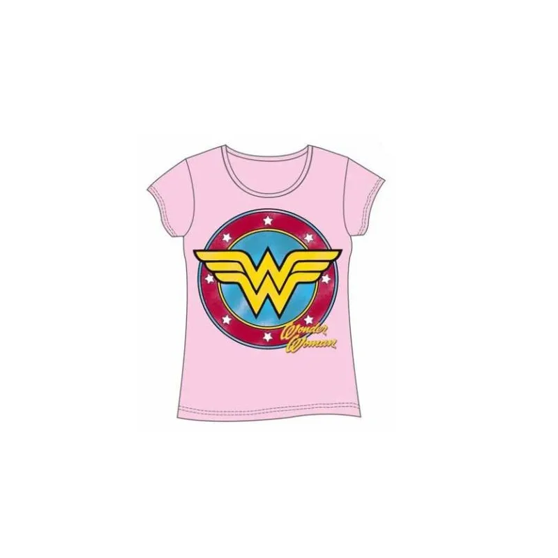 DAMEN-T-SHIRT WONDER WOMAN, PINKES LOGO, XL, COMICS - The Shop Gamer