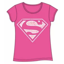 T-SHIRT FILLE SUPERMAN ROSE, TAILLE L, T-SHIRT COMICS SUPERMAN - The Shop Gamer