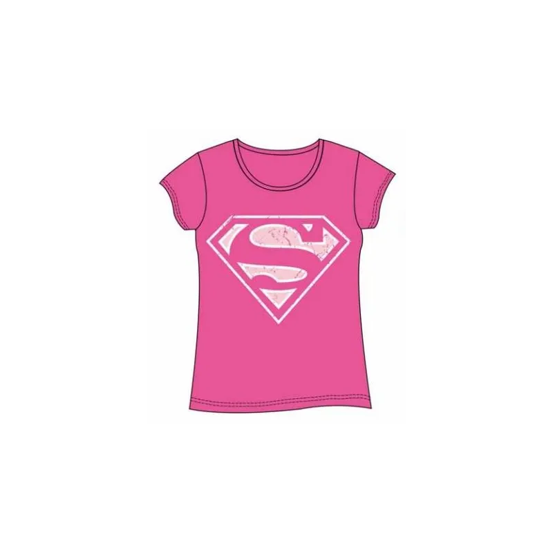 DAMES T-SHIRT SUPERMAN ROZE XL, SUPERMAN COMICS T-SHIRTS - The Shop Gamer