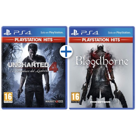 UNCHARTED 4 + BLOODBORNE PS4 HITS  JUEGOS FÍSICOS 2x1 PLAYSTATION 4