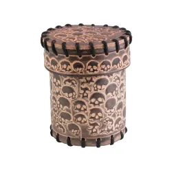 QW BICCHIERE PER DADI IN PELLE SKULLY BEIGE, ACCESSORIO DA GIOCO PER DADI SPECIALI - The Shop Gamer