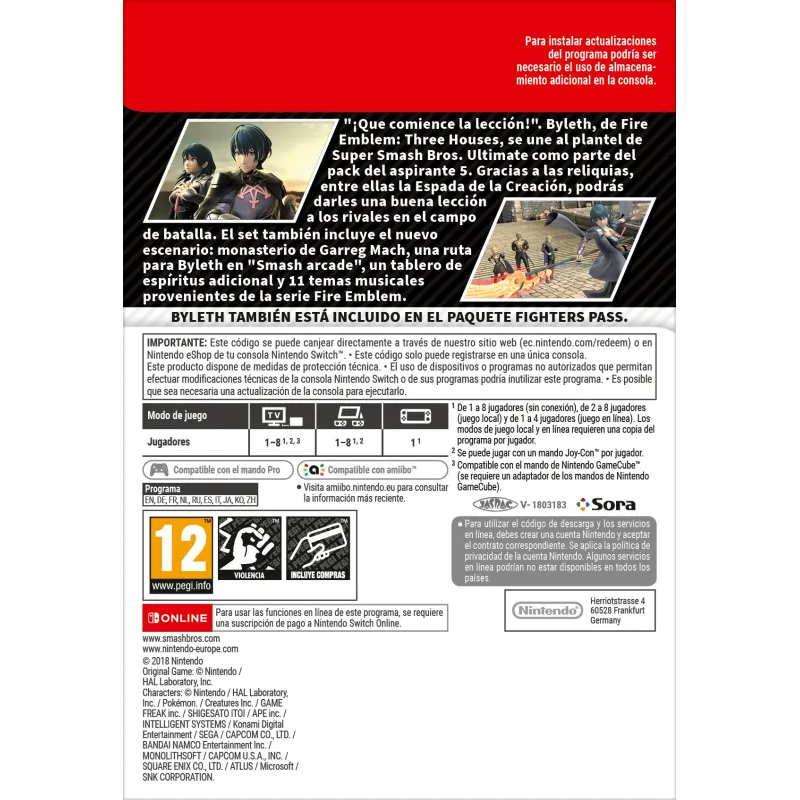 SUPER SMASH BROS. ULTIMATE: PACK DE ASPIRANTE 5 BYLETH CONTENIDO DIGITAL