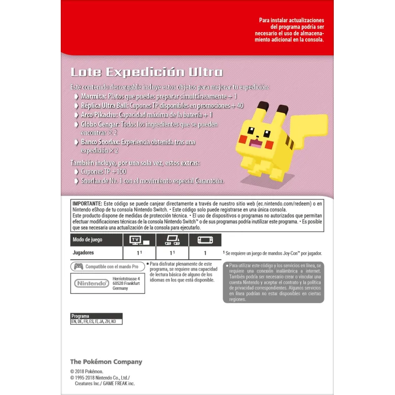 POKEMON QUEST ULTRA EXP. PACK  NINTENDO SWITCH CÓDIGO DE DESCARGA DIGITAL