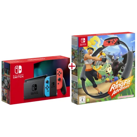 NINTENDO SWITCH NEON CON RINGFIT ADVENTURE, CONSOLE CON ACCESSORI E GIOCO FISICO - The Shop Gamer