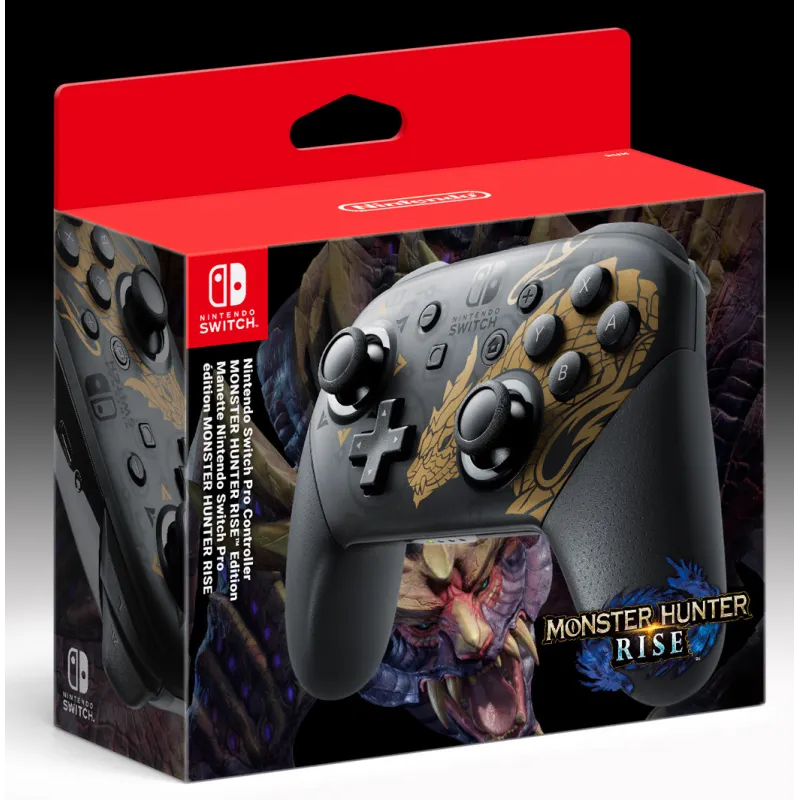 NINTENDO SWITCH PRO-CONTROLLER MONSTER HUNTER RISE ED LIMITADA LANZAMIENTO 26-03
