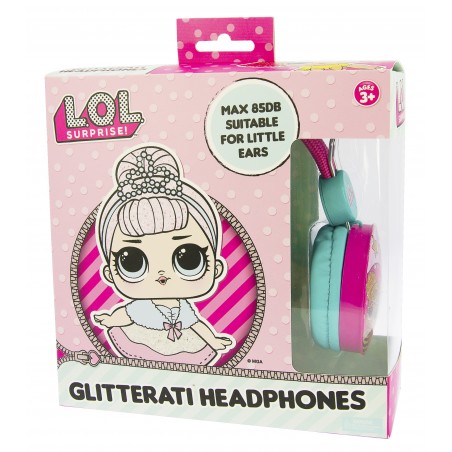 AURICULARES INFANTILES LOL SURPRISE GLITTERATI  CON VOLUMEN LIMITADO PARA NIÑOS DE 3 A 7 AÑOS
