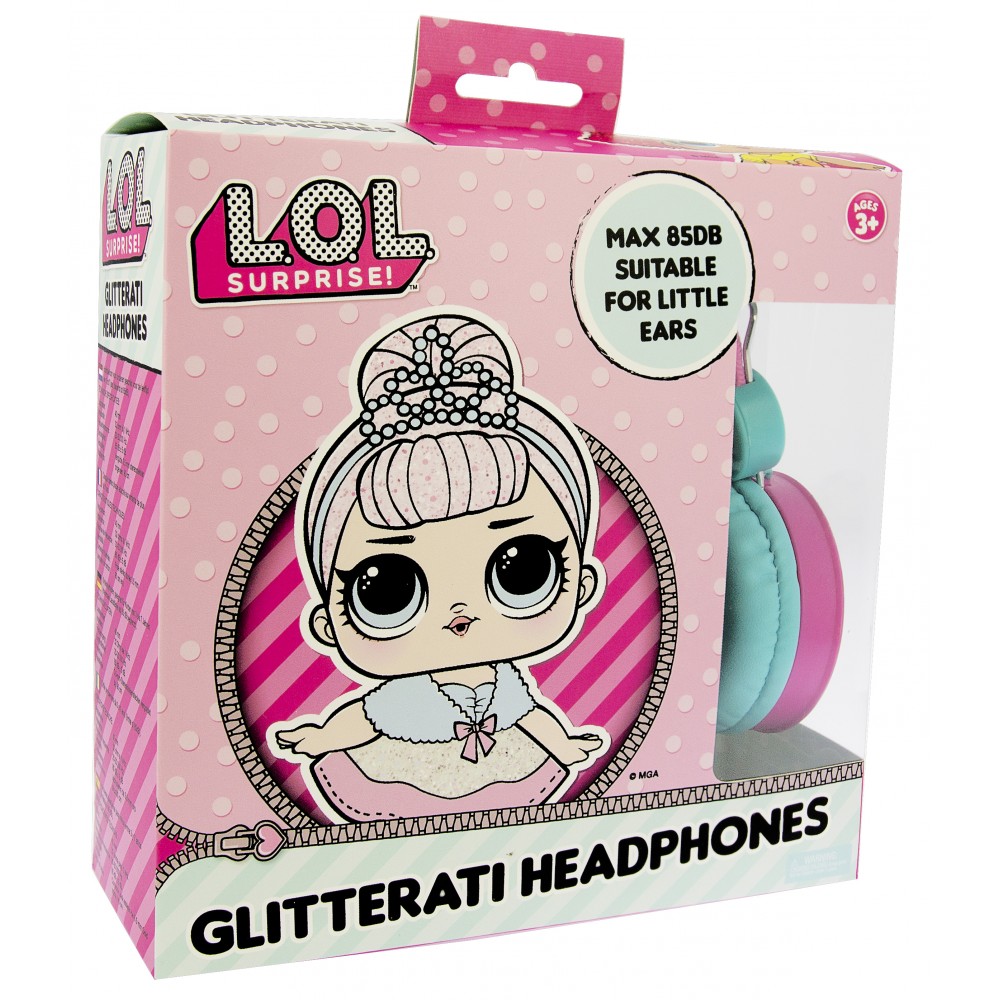 AURICULARES INFANTILES LOL SURPRISE GLITTERATI  CON VOLUMEN LIMITADO PARA NIÑOS DE 3 A 7 AÑOS