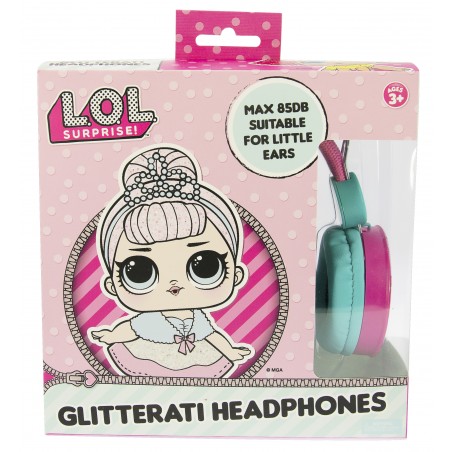 AURICULARES INFANTILES LOL SURPRISE GLITTERATI  CON VOLUMEN LIMITADO PARA NIÑOS DE 3 A 7 AÑOS