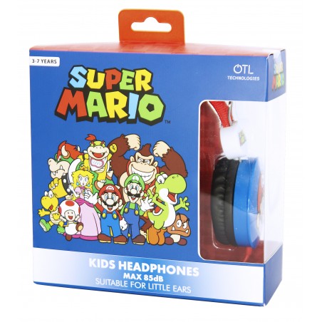 AURICULARES INFANTILES SUPER MARIO AZUL Y ROJO VOLUMEN LIMITADO NIÑOS 3 A 7 AÑOS