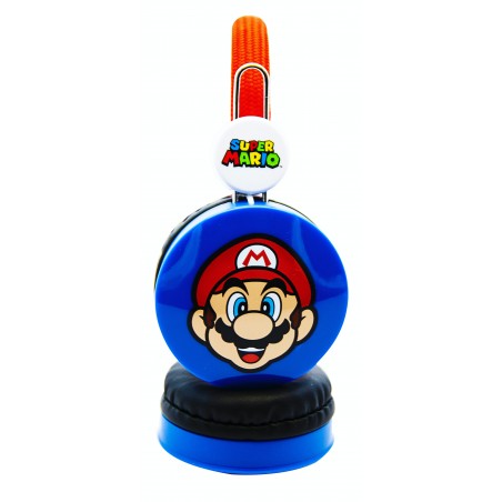 AURICULARES INFANTILES SUPER MARIO AZUL Y ROJO VOLUMEN LIMITADO NIÑOS 3 A 7 AÑOS