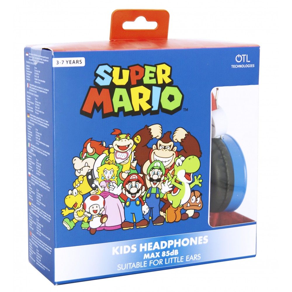 AURICULARES INFANTILES SUPER MARIO AZUL Y ROJO VOLUMEN LIMITADO NIÑOS 3 A 7 AÑOS