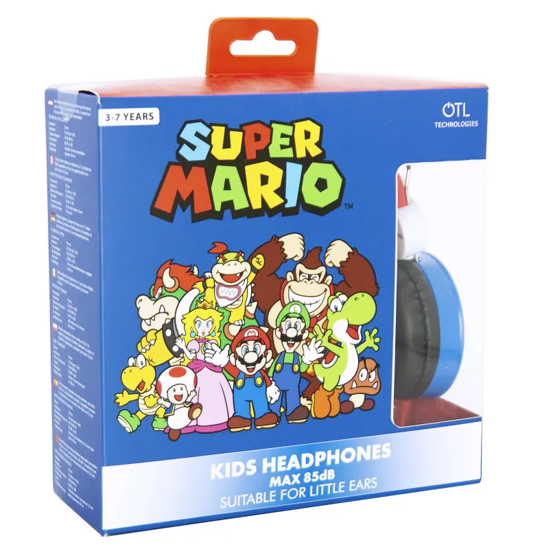 KINDERKOPTELEFOON SUPER MARIO BLAUW EN ROOD, VOLUMEBEGRENSD, VOOR KINDEREN VAN 3 TOT 7 JAAR - The Shop Gamer