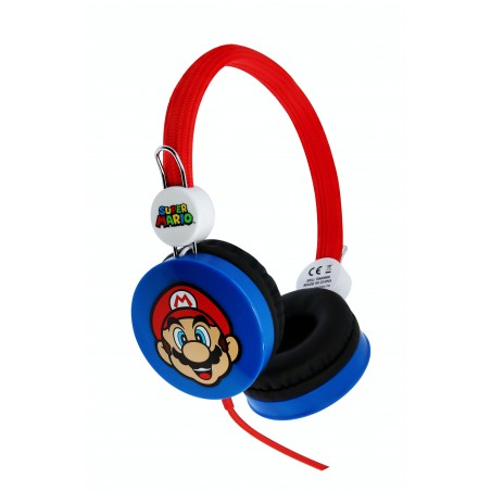 AURICULARES INFANTILES SUPER MARIO AZUL Y ROJO VOLUMEN LIMITADO NIÑOS 3 A 7 AÑOS