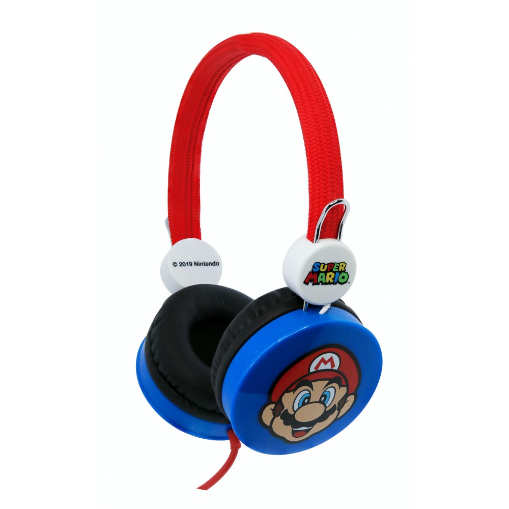 AURICULARES INFANTILES SUPER MARIO AZUL Y ROJO VOLUMEN LIMITADO NIÑOS 3 A 7 AÑOS