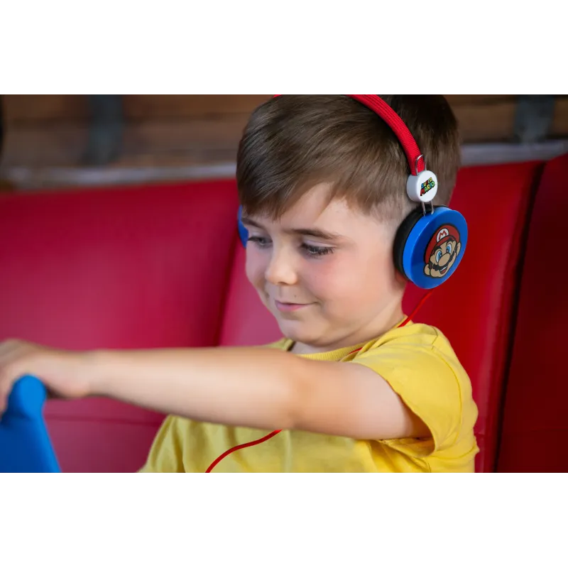 KINDERKOPFHÖRER SUPER MARIO, BLAU UND ROT, LAUTSTÄRKEBEGRENZT, FÜR KINDER VON 3 BIS 7 JAHREN - The Shop Gamer