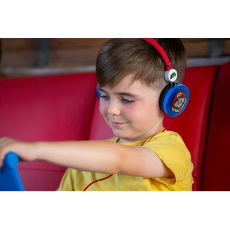 AURICULARES INFANTILES SUPER MARIO AZUL Y ROJO VOLUMEN LIMITADO NIÑOS 3 A 7 AÑOS