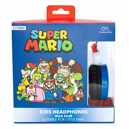 AURICULARES INFANTILES SUPER MARIO AZUL Y ROJO VOLUMEN LIMITADO NIÑOS 3 A 7 AÑOS