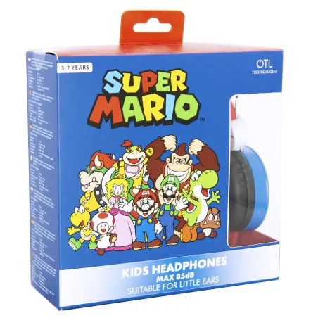 AURICULARES INFANTILES SUPER MARIO AZUL Y ROJO VOLUMEN LIMITADO PARA NIÑOS DE 3 A 7 AÑOS