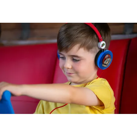 AURICULARES INFANTILES SUPER MARIO AZUL Y ROJO VOLUMEN LIMITADO PARA NIÑOS DE 3 A 7 AÑOS