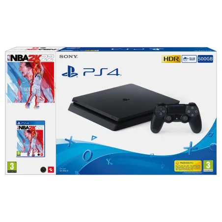 PS4 SLIM 500GB + JUEGO FÍSICO NBA2K22 : PACK DE CONSOLA + JUEGO + MANDO
