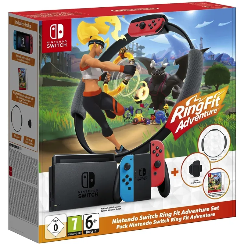NINTENDO SWITCH NEON CON RINGFIT ADVENTURE, CONSOLE CON ACCESSORI E GIOCO FISICO - The Shop Gamer
