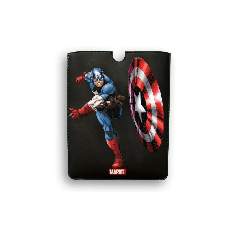 LEATHER CASE FOR IPAD 2-3, DELUXE LEATHER SLEEVE MARVEL CAPITAN AMERICA HEROES - The Shop Gamer