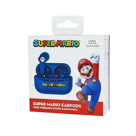 SUPER MARIO EARPODS BLUETOOTH V5.0 WITH BLUE CHARGING CASE BY OTL TECHNOLOGIES - The Shop Gamer