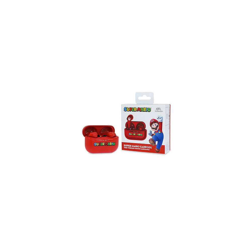 SUPER MARIO EARPODS BLUETOOTH V5.0 CON CAJA DE CARGA ROJA DE OTL TECHNOLOGIES
