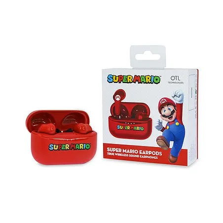 SUPER MARIO EARPODS BLUETOOTH V5.0 COM ESTOJO DE CARREGAMENTO VERMELHO DA OTL TECHNOLOGIES - The Shop Gamer
