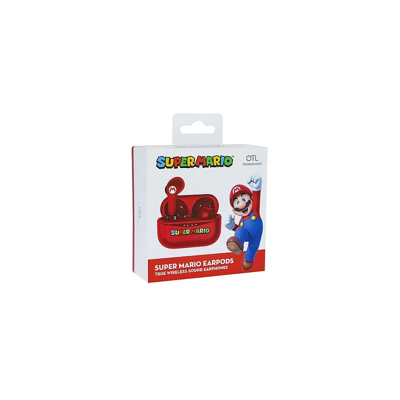 SUPER MARIO EARPODS BLUETOOTH V5.0 CON CAJA DE CARGA ROJA DE OTL TECHNOLOGIES