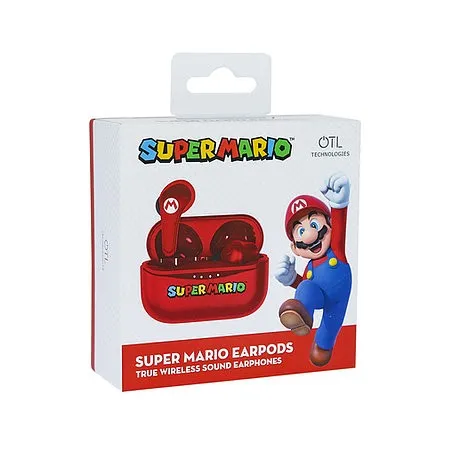 SUPER MARIO EARPODS BLUETOOTH V5.0 COM ESTOJO DE CARREGAMENTO VERMELHO DA OTL TECHNOLOGIES - The Shop Gamer