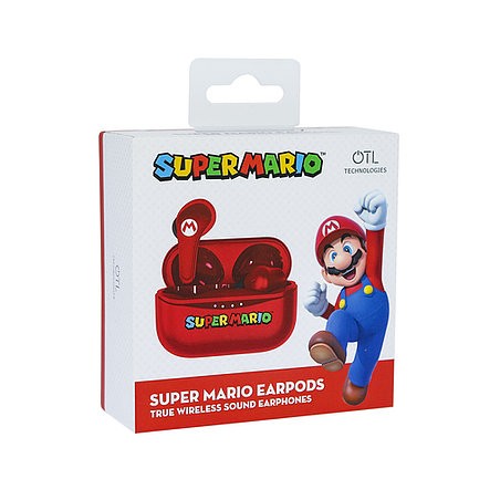 SUPER MARIO EARPODS BLUETOOTH V5.0 CON CAJA DE CARGA ROJA DE OTL TECHNOLOGIES