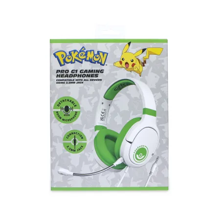 PRO G1 POKEMON GREEN AND WHITE GAMING HEADSET WITH DETACHABLE MICROPHONE AND CABLE - The Shop Gamer