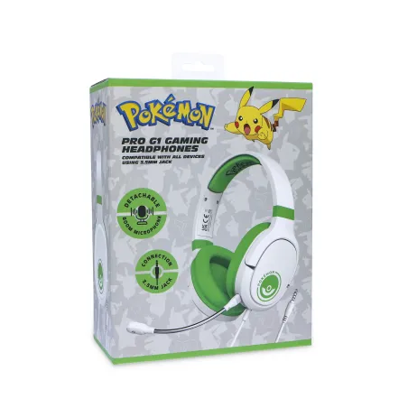 GAMINGHEADSET PRO G1 POKÉMON GROEN EN WIT MET AFNEEMBARE MICROFOON EN KABEL - The Shop Gamer