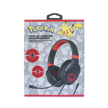 PRO G1 GAMING HEADPHONES POKEMON ROJO Y NEGRO WITH DETACHABLE MICROPHONE AND CABLE - The Shop Gamer